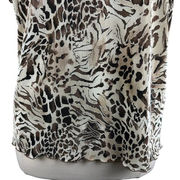 Dressbarn Leopard Print Short Sleeve Top Brown Tan Camel Shirt Plus Sz 3X - Picture 5 of 10